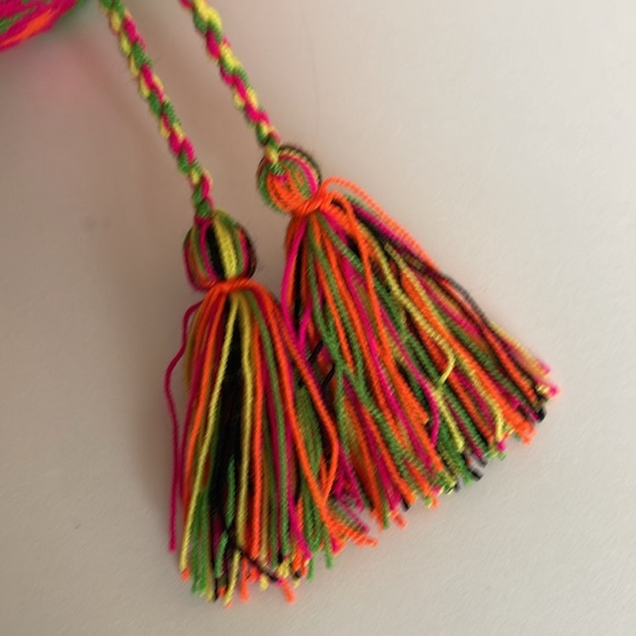 Neon Crossbody Bucket Bag with Tassels - Picture 4 of 6